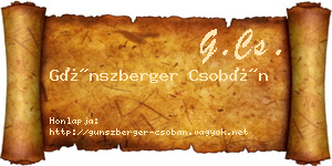 Günszberger Csobán névjegykártya